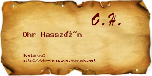 Ohr Hasszán névjegykártya